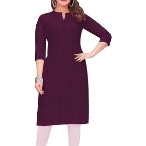 ladyline Rayon Chikhan Embroidered Kurti for Womens Tunic Top Indian Kurta Sweet Heart Neck in Saudi Arabia