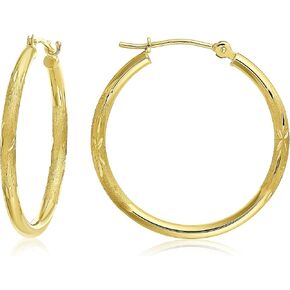 TILO JEWELRY أقراط دائرية من الذهب عيار 14 قيراط بقطع الماس (قطر 1 بوصة) in Kuwait