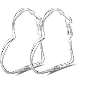 GUROTD أقراط حلقية من الفضة الإسترلينية للنساء 925 فضية كبيرة على شكل قلب أقراط فريدة من نوعها أقراط على شكل قلب الحب خفيفة الوزن أقراط ذهبية مكتنزة للنساء والفتيات in Kuwait