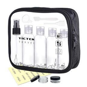 حاويات زجاجات السفر من YICTEK لمستلزمات النظافة المعتمدة من إدارة أمن المواصلات الأمريكية مع حقيبة بحجم كوارتز شفاف، مجموعة زجاجات بلاستيكية قابلة لإعادة الملء للسوائل in Kuwait
