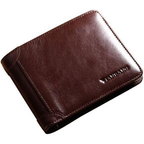 MANBANG Men's Genuine Cowhide Leather Extra Capacity Bifold Wallet