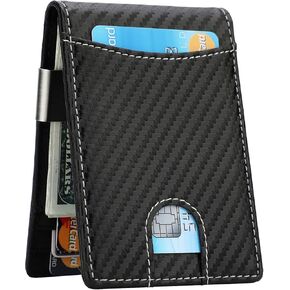 محفظة بمشبك نقود - محفظة جلدية رفيعة للرجال بجيب أمامي RFID تحجب المحفظة الصغيرة البسيطة in Kuwait