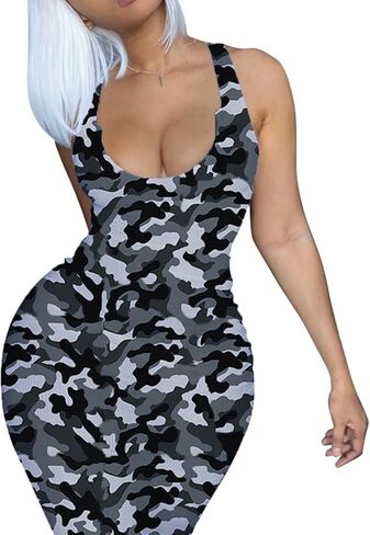Women Bodycon Maxi Tank Dress, Sexy Deep U Neck Ribbed Solid Color Party Wrap Long Dresses in Saudi Arabia