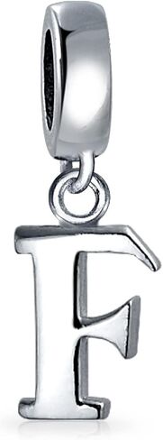 Personalized Gift Dangle Block Letter A-Z Alphabet Initial Charm Bead For Women For Teen Solid .925 Sterling Silver Fits European Bracelet in Kuwait