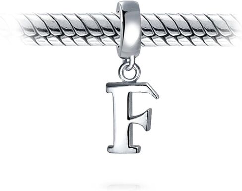 Personalized Gift Dangle Block Letter A-Z Alphabet Initial Charm Bead For Women For Teen Solid .925 Sterling Silver Fits European Bracelet in Kuwait