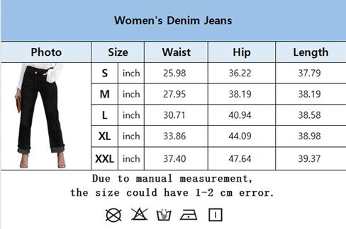 Womens Cargo Denim Jeans High Waisted Stretchy Flap Pocket Straight Leg Pants in Kuwait