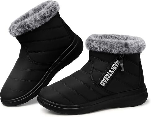 Winter Snow Boots for Women: Slip On Ankle Fur Lined Warm Boot | Waterproof Insulated Lightweight Non-Slip Comfort Short Shoes for Women's Walking Work Office Casual in Cold Weather in Saudi Arabia
