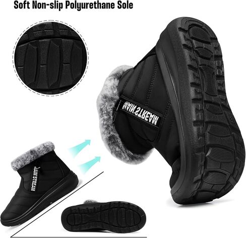 Winter Snow Boots for Women: Slip On Ankle Fur Lined Warm Boot | Waterproof Insulated Lightweight Non-Slip Comfort Short Shoes for Women's Walking Work Office Casual in Cold Weather in Saudi Arabia