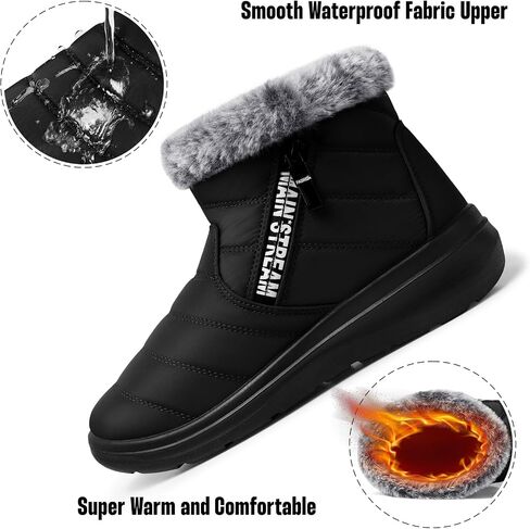 Winter Snow Boots for Women: Slip On Ankle Fur Lined Warm Boot | Waterproof Insulated Lightweight Non-Slip Comfort Short Shoes for Women's Walking Work Office Casual in Cold Weather in Saudi Arabia