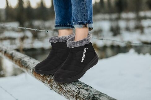 Winter Snow Boots for Women: Slip On Ankle Fur Lined Warm Boot | Waterproof Insulated Lightweight Non-Slip Comfort Short Shoes for Women's Walking Work Office Casual in Cold Weather in Saudi Arabia