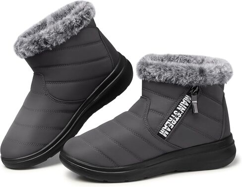 Winter Snow Boots for Women: Slip On Ankle Fur Lined Warm Boot | Waterproof Insulated Lightweight Non-Slip Comfort Short Shoes for Women's Walking Work Office Casual in Cold Weather in Saudi Arabia