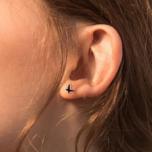 Hypoallergenic 925 Sterling Silver Stud Earrings for Women With Screw Back Small Butterfly Heart Flower Earrings for Girls Tragus Cartilage Jewelry Gifts in Kuwait