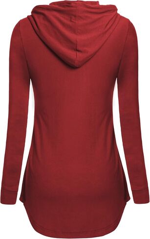 Nandashe Women Pullover V-Neck Long Sleeve Kangaroo Pocket Tunic Hoodies in Kuwait