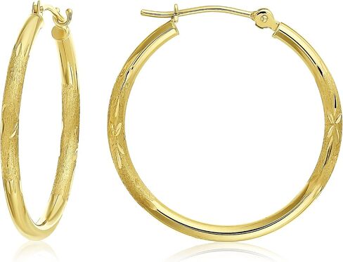 TILO JEWELRY 14k Gold Diamond-Cut Round Hoop Earrings (1'' Diameter) in Saudi Arabia