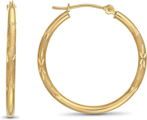 TILO JEWELRY 14k Gold Diamond-Cut Round Hoop Earrings (1'' Diameter) in Saudi Arabia