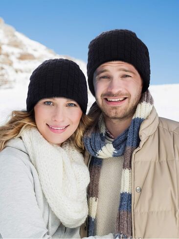Tatuo 4 Pieces Ski Warm Set Includes Winter Hat Scarf Warmer Gloves Winter Outdoor Earmuffs for Adults Kids (Set in Saudi Arabia