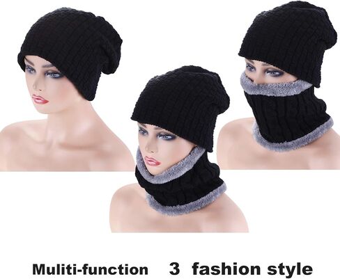 Tatuo 4 Pieces Ski Warm Set Includes Winter Hat Scarf Warmer Gloves Winter Outdoor Earmuffs for Adults Kids (Set in Saudi Arabia