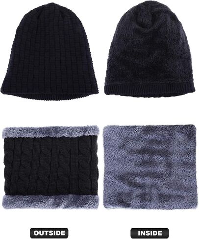 Tatuo 4 Pieces Ski Warm Set Includes Winter Hat Scarf Warmer Gloves Winter Outdoor Earmuffs for Adults Kids (Set in Saudi Arabia