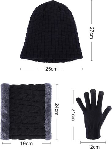Tatuo 4 Pieces Ski Warm Set Includes Winter Hat Scarf Warmer Gloves Winter Outdoor Earmuffs for Adults Kids (Set in Saudi Arabia