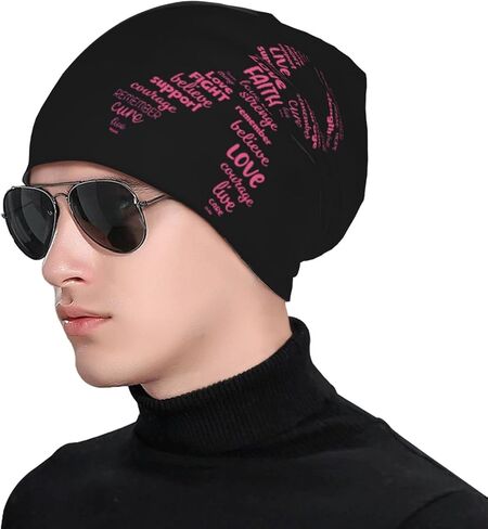 Breast Cancer Beanie Chemo Hat Cancer Headwear Knitted Hats Baggy Slouchy Knit Hat Scarf Cap for Adults Women Men in Saudi Arabia