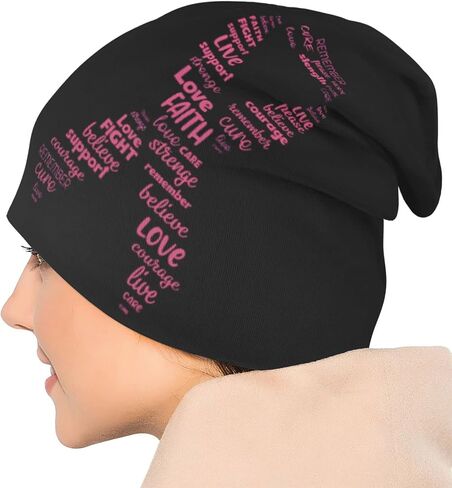 Breast Cancer Beanie Chemo Hat Cancer Headwear Knitted Hats Baggy Slouchy Knit Hat Scarf Cap for Adults Women Men in Saudi Arabia