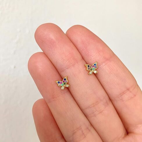 أقراط لافلا قوس قزح للنساء والفتيات المراهقات | أقراط كريستال قوس قزح مطلية بالذهب 18 ك in Kuwait