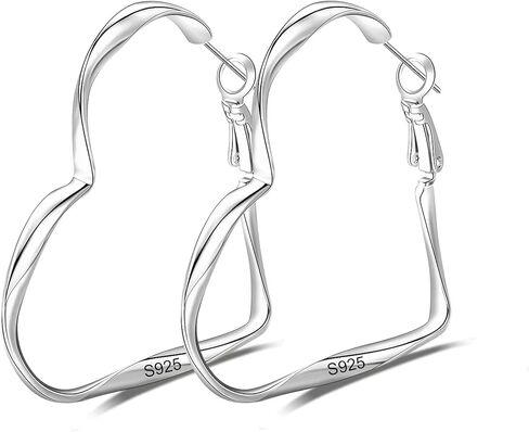 GUROTD أقراط حلقية من الفضة الإسترلينية للنساء 925 فضية كبيرة على شكل قلب أقراط فريدة من نوعها أقراط على شكل قلب الحب خفيفة الوزن أقراط ذهبية مكتنزة للنساء والفتيات in Kuwait