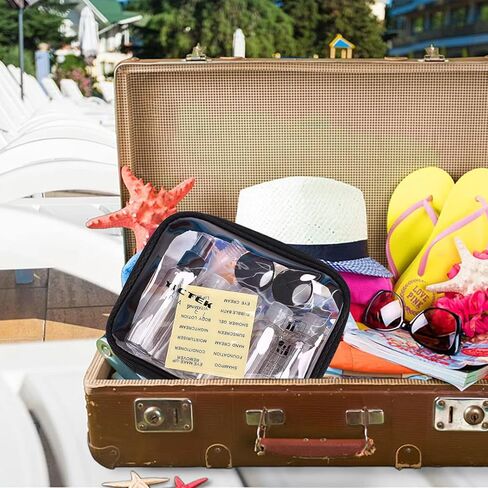 حاويات زجاجات السفر من YICTEK لمستلزمات النظافة المعتمدة من إدارة أمن المواصلات الأمريكية مع حقيبة بحجم كوارتز شفاف، مجموعة زجاجات بلاستيكية قابلة لإعادة الملء للسوائل in Kuwait