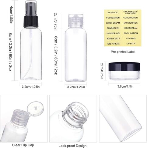 حاويات زجاجات السفر من YICTEK لمستلزمات النظافة المعتمدة من إدارة أمن المواصلات الأمريكية مع حقيبة بحجم كوارتز شفاف، مجموعة زجاجات بلاستيكية قابلة لإعادة الملء للسوائل in Kuwait