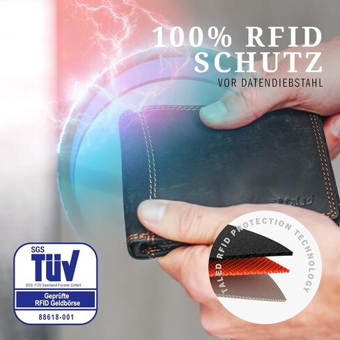 محفظة TALED من الجلد الطبيعي - محفظة حجب RFID للرجال، 12 حامل بطاقة مع جيب للعملات المعدنية للرجال مع صندوق هدايا in Kuwait