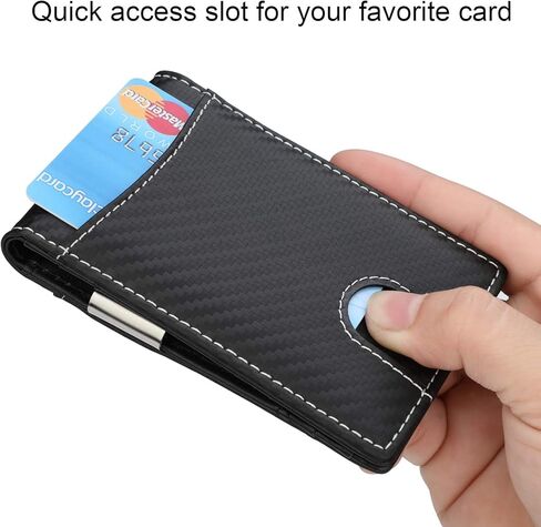 محفظة بمشبك نقود - محفظة جلدية رفيعة للرجال بجيب أمامي RFID تحجب المحفظة الصغيرة البسيطة in Kuwait