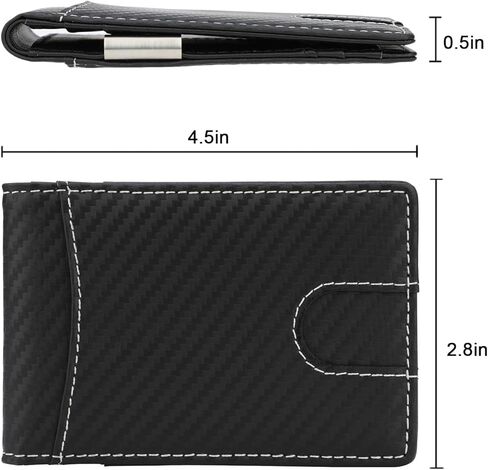 محفظة بمشبك نقود - محفظة جلدية رفيعة للرجال بجيب أمامي RFID تحجب المحفظة الصغيرة البسيطة in Kuwait