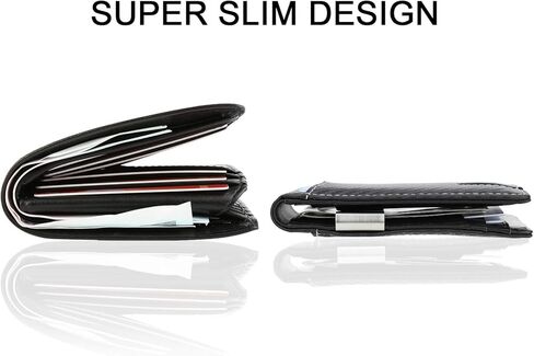 محفظة بمشبك نقود - محفظة جلدية رفيعة للرجال بجيب أمامي RFID تحجب المحفظة الصغيرة البسيطة in Kuwait