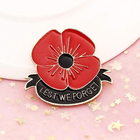 Niceter Lest We Forget Red Poppy Flower Brooch Broach Memorial Day Jewelry (1 قطعة) in Kuwait
