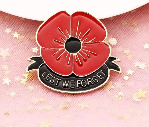 Niceter Lest We Forget Red Poppy Flower Brooch Broach Memorial Day Jewelry (1 قطعة) in Kuwait