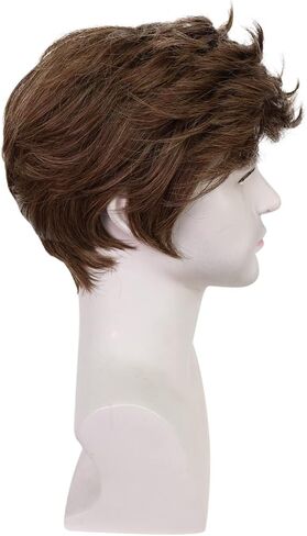 Mens Black Wig Short Straight Black Wig Layered Male Wig Heat Resistant Synthetic Hair Replacement Wig with Wig Cap (Black) in Kuwait