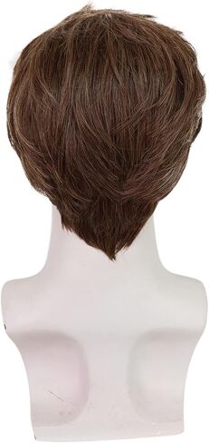 Mens Black Wig Short Straight Black Wig Layered Male Wig Heat Resistant Synthetic Hair Replacement Wig with Wig Cap (Black) in Kuwait