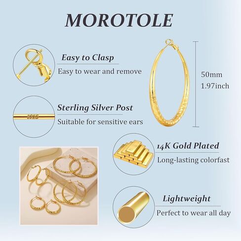 أقراط حلقية من الفضة الإسترلينية للنساء أقراط دائرية ذهبية عيار 14 قيراط من الذهب الحقيقي السميك أقراط فضية كبيرة للنساء 30 مم 40 مم 50 مم 60 مم in Kuwait