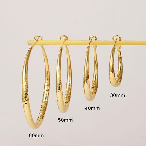 أقراط حلقية من الفضة الإسترلينية للنساء أقراط دائرية ذهبية عيار 14 قيراط من الذهب الحقيقي السميك أقراط فضية كبيرة للنساء 30 مم 40 مم 50 مم 60 مم in Kuwait