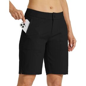 Willit Women's Golf Hiking Shorts 9" Quick Dry Athletic Long Summer Shorts with Pockets Water Resistant