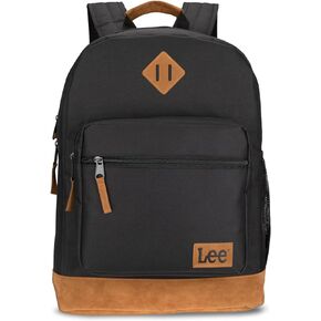 Lee Authentic Jeans Company Study Backpack for Class, Padded Laptop Sleeve Fits 15.6 Inch Notebook (Black)
