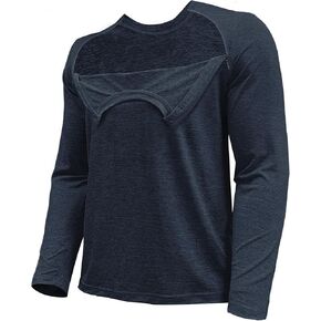 Unisex Chemo Long Sleeve Shirts Men Chemotherapy Chest Port Access Shirt with Dual Zippers Women Full Open Chemo Clothing