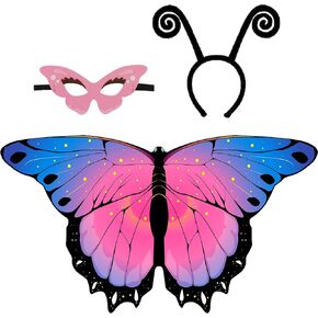 iROLEWIN Rainbow Fairy Butterfly-Wings-Costume for Toddler Kids Girls Dress-up Cape Mask Headband Boys Play Party Toys Gifts in Kuwait