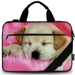 icolor 14.5-15.6 Inch Canvas Laptop Sleeve Bag Messenger Shoulder Case -Purple Butterfly