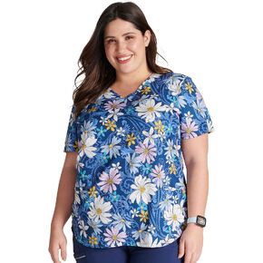 Cherokee Prints Women Scrubs Top V-Neck Print CK637