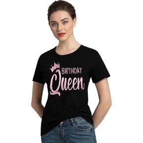 PINJIA Womens Cotton Short Sleeve Cute Birthday Girl Tshirts Top Tees(MXT10) in Saudi Arabia