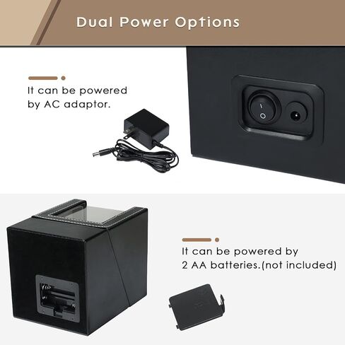 FLKQC Single Watch Winder for Automatic Watches | Black Leather Watch Display Case Storage Box | Fits Lady and Man Automatic Watch, AC Adapter or Battery Powered Watch Storage Box in Saudi Arabia