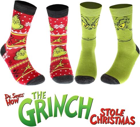 زوج جوارب Dr. Seuss The Grinch Grinchmas للكبار عطلة طاقم الجوارب 2 in Kuwait