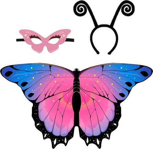 iROLEWIN Rainbow Fairy Butterfly-Wings-Costume for Toddler Kids Girls Dress-up Cape Mask Headband Boys Play Party Toys Gifts in Kuwait