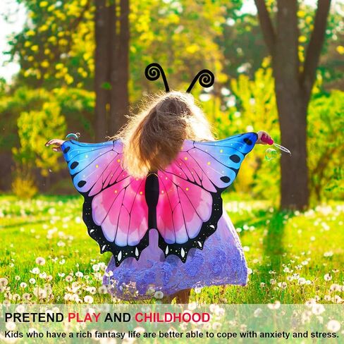 iROLEWIN Rainbow Fairy Butterfly-Wings-Costume for Toddler Kids Girls Dress-up Cape Mask Headband Boys Play Party Toys Gifts in Kuwait